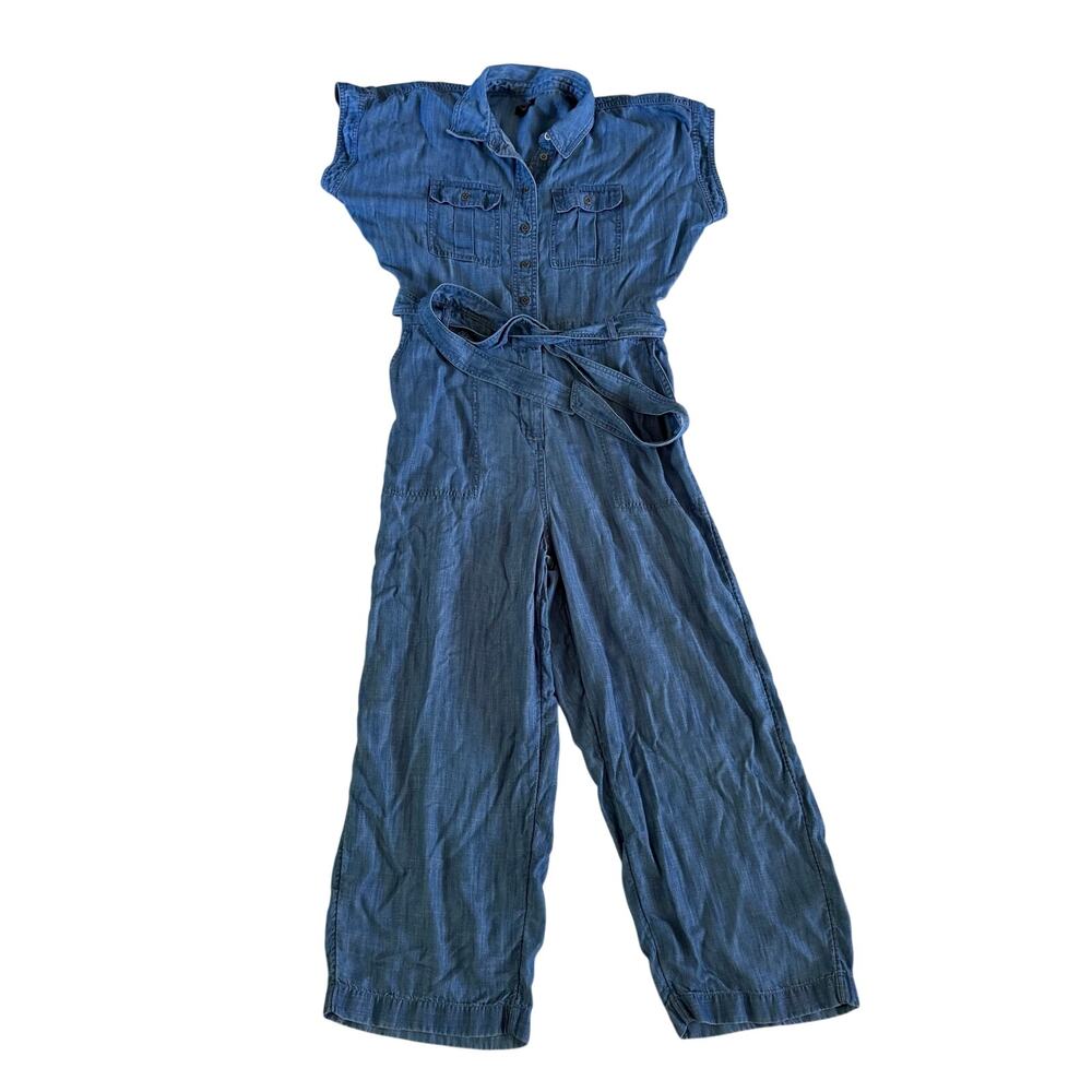 Talbots Tencel Chambray Jumpsuit 8P Belt Loose
